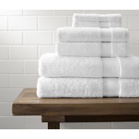 Super White Hotel Bath Towels Set With Logo Embroidery