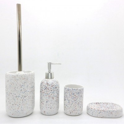 Hot Sale Cheap terrazzo Effect 4 Pcs Ceramic Bathroom Set