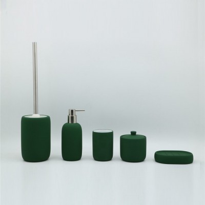 Matte green modern ceramic bathroom set