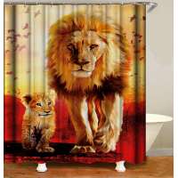 The Large Animals Digital Printing Waterproof Polyester Shower Curtain